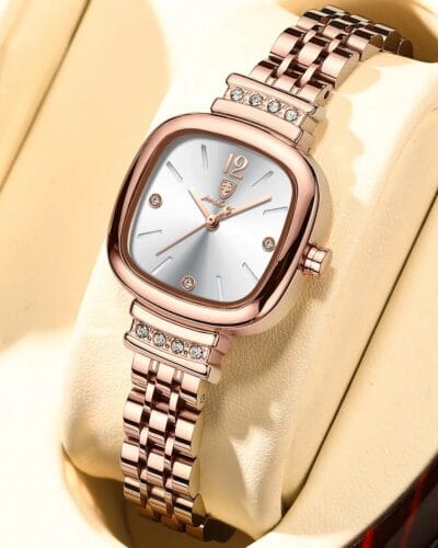 POEDAGAR 710 Women Crystal accents Quartz Watch Stainless Steel Strap Ladies Bracelet Watch