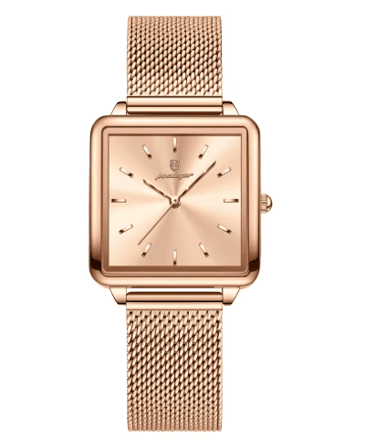 POEDAGAR 793 Waterproof Square Elegant Watch for Women Mesh Stainless Steel Quartz Watch